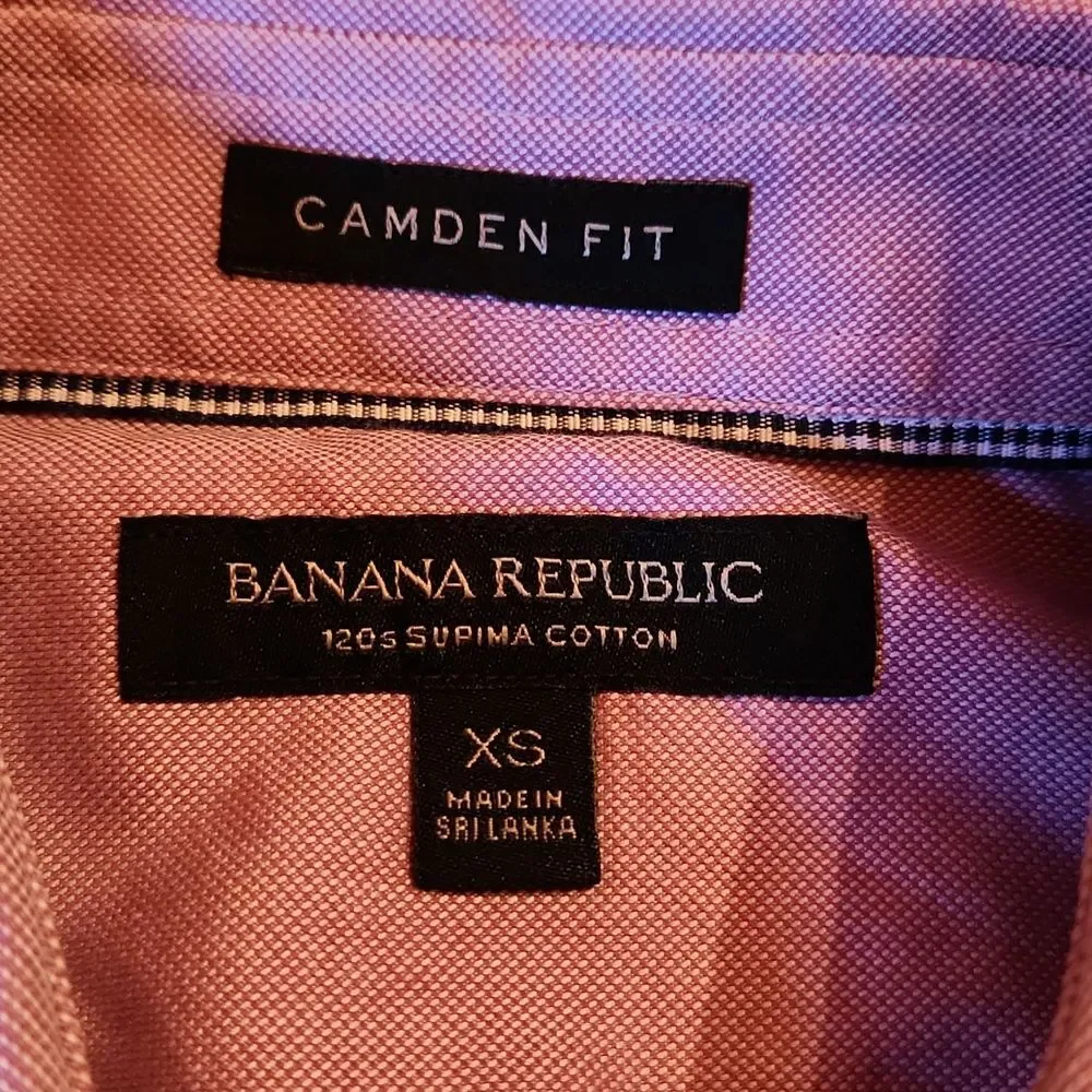 Banana Republic Long Sleeve Camden Fit Button Down Casual Shirt, XS, Purple